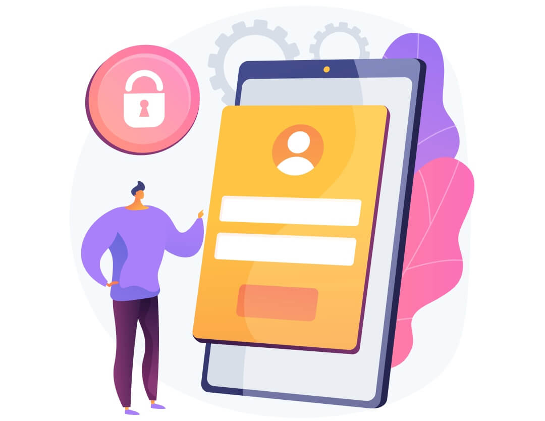 Illustration for secure login with authentication and password protection.